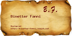 Binetter Fanni névjegykártya